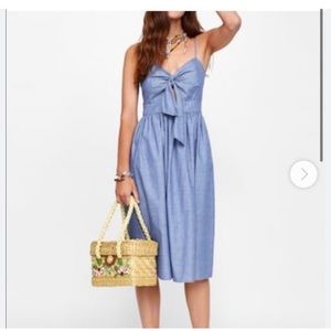 Zara Denim Knotted Front Midi Dress
